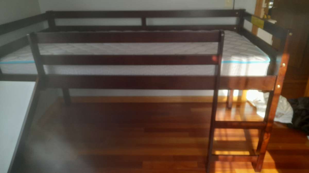 wooden children bed with slide no mattress