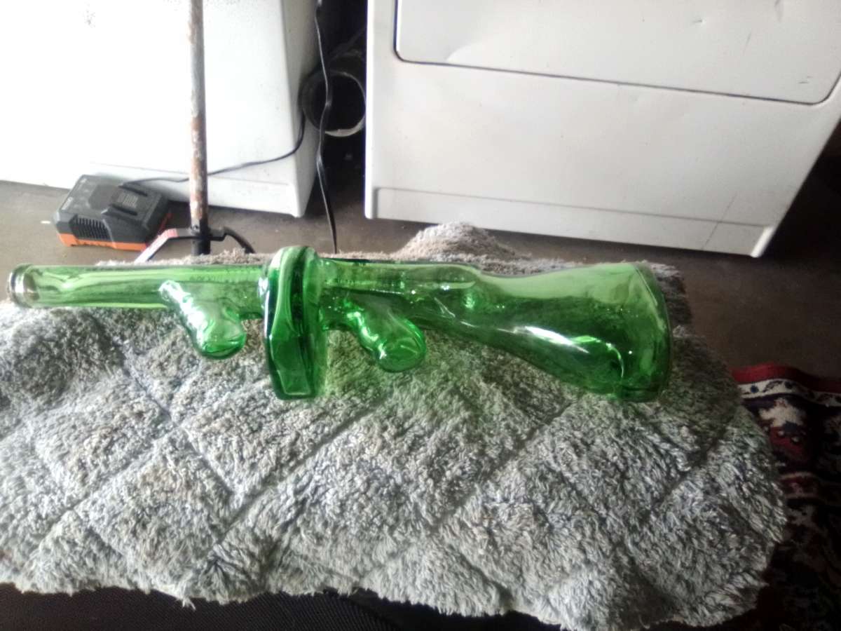 rare green glass tommy gun decanter 1920s