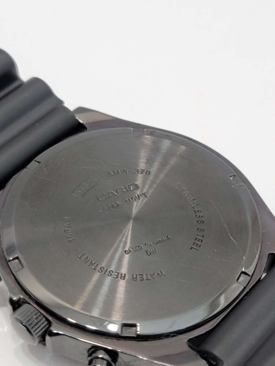 Casio Mens AMW370B1A1 Black Analog MultiFunction Chronograph