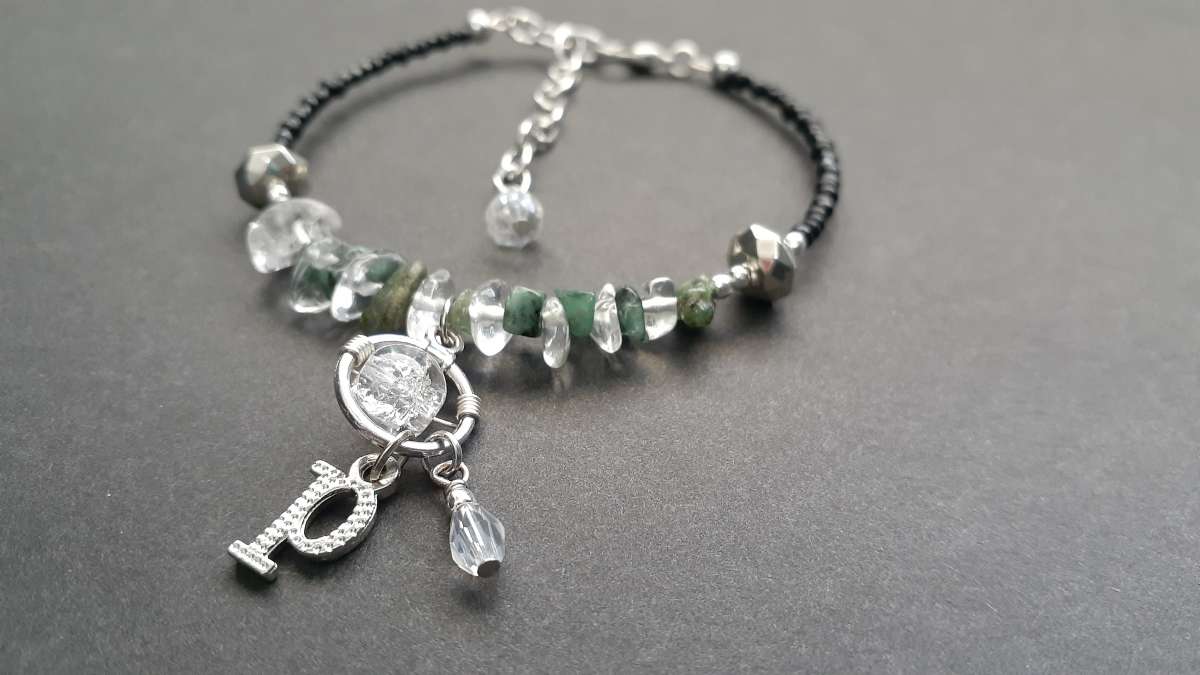 Custom Emerald and Quartz Charm Bracelet Jewelry