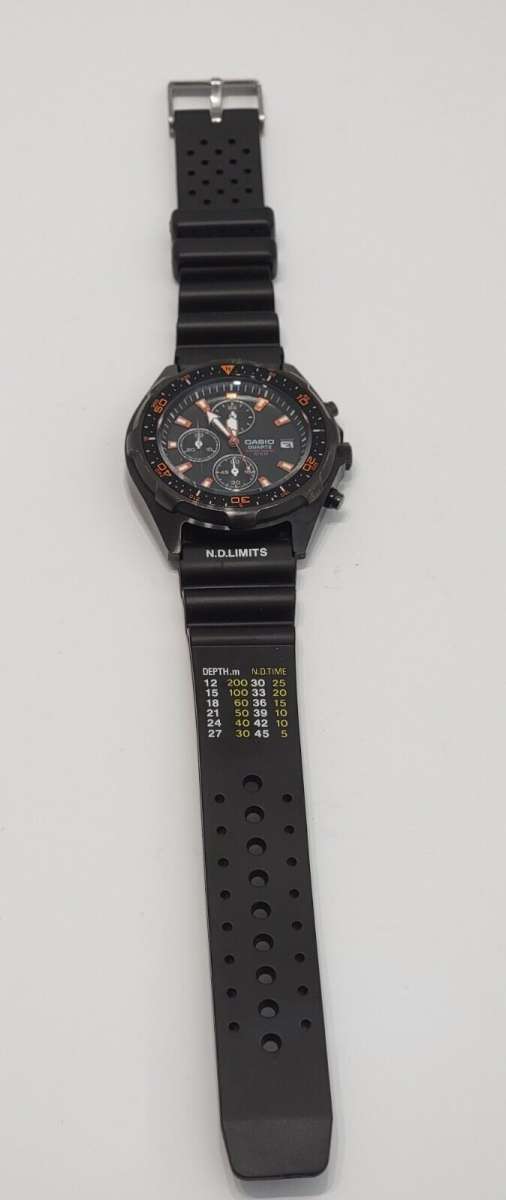 Casio Mens AMW370B1A1 Black Analog MultiFunction Chronograph