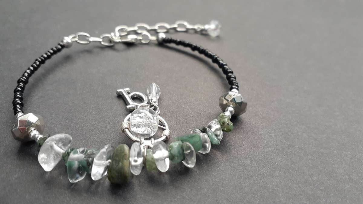 Custom Emerald and Quartz Charm Bracelet Jewelry