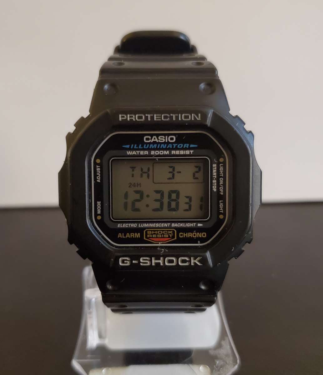 Casio Mens GShock DW5600 Classic Black Resin 44mm New Batter