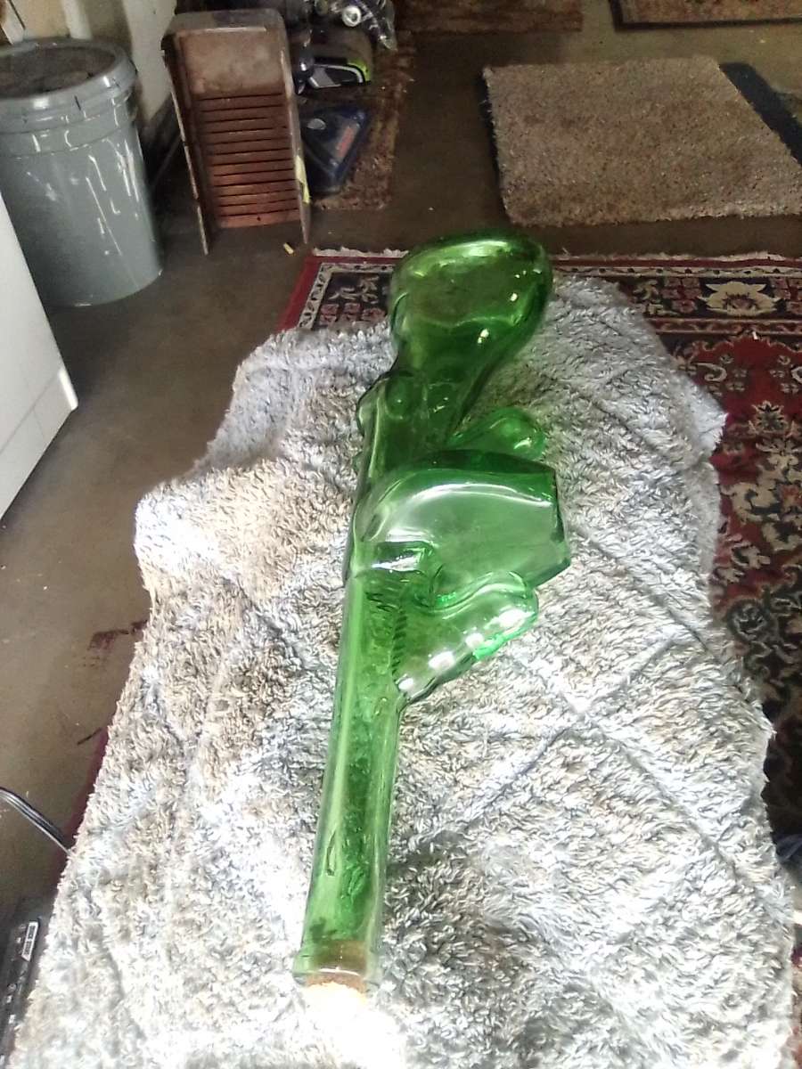 rare green glass tommy gun decanter 1920s