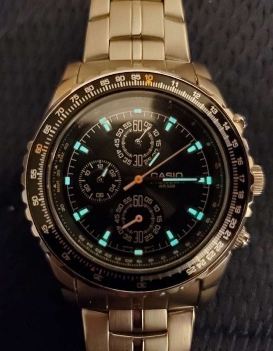 Casio Mens Rotating Slide Rule Bezel Aviator Stainless Steel