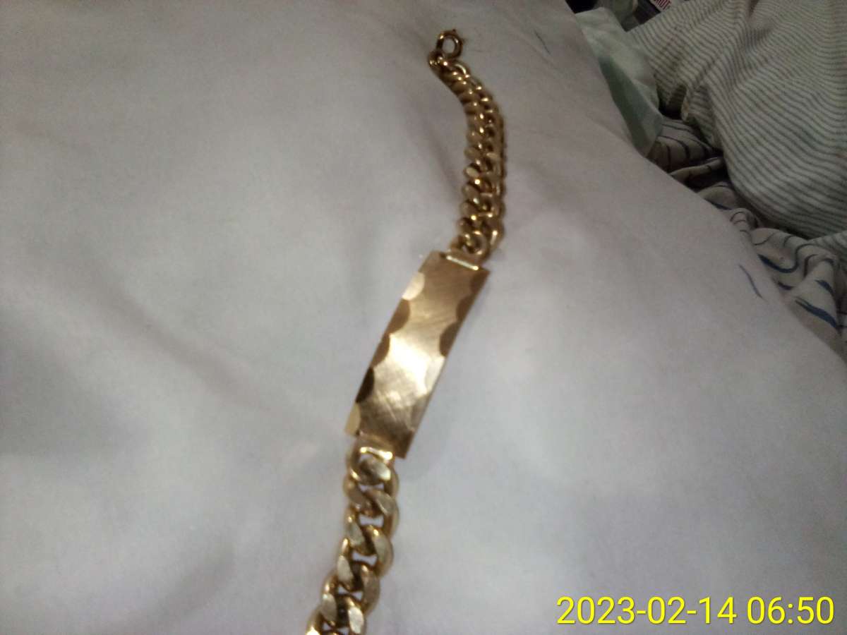 14k yellow gold cuban link Id bracelet