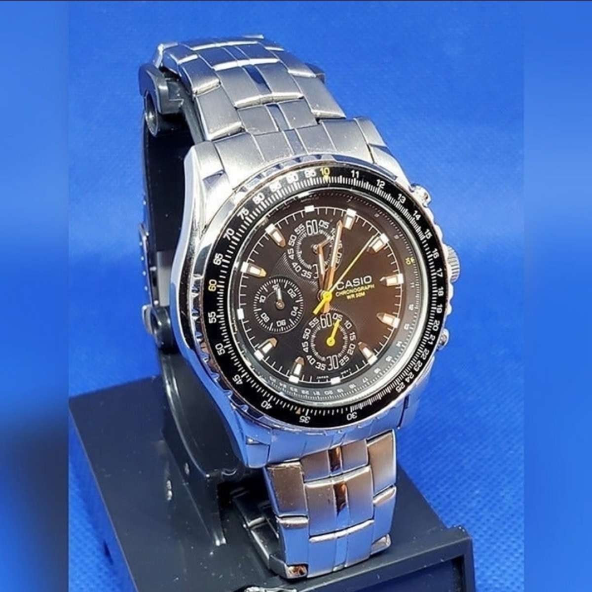 Casio Mens Rotating Slide Rule Bezel Aviator Stainless Steel