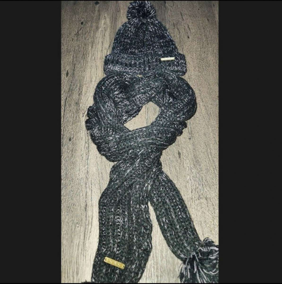 Grey BEBE Scarf and Beanie set