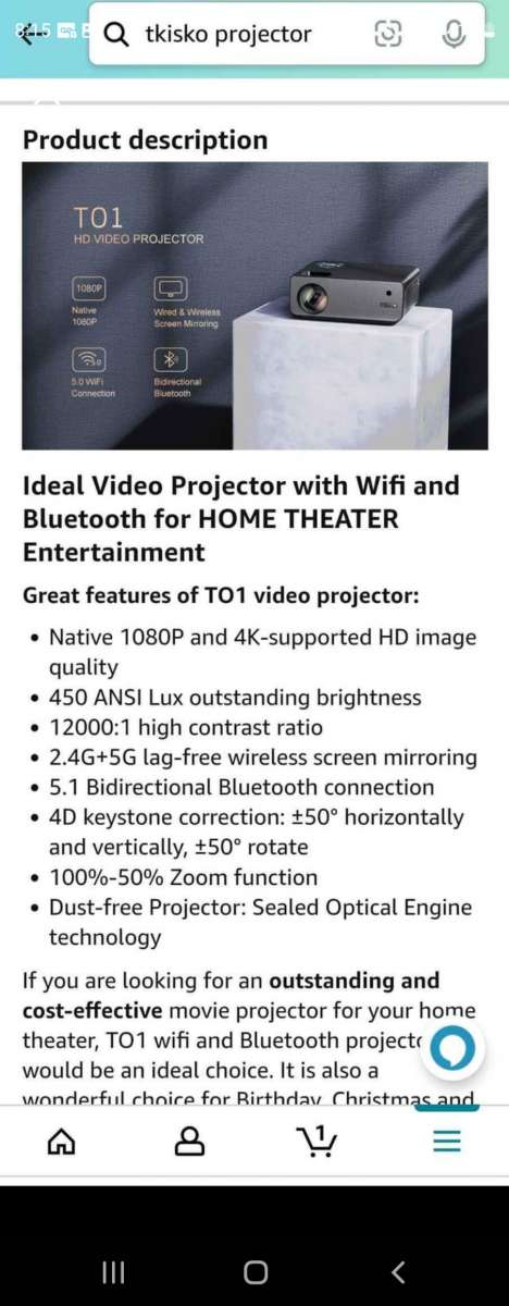 tkisko 1080x2160p 4k Support projector