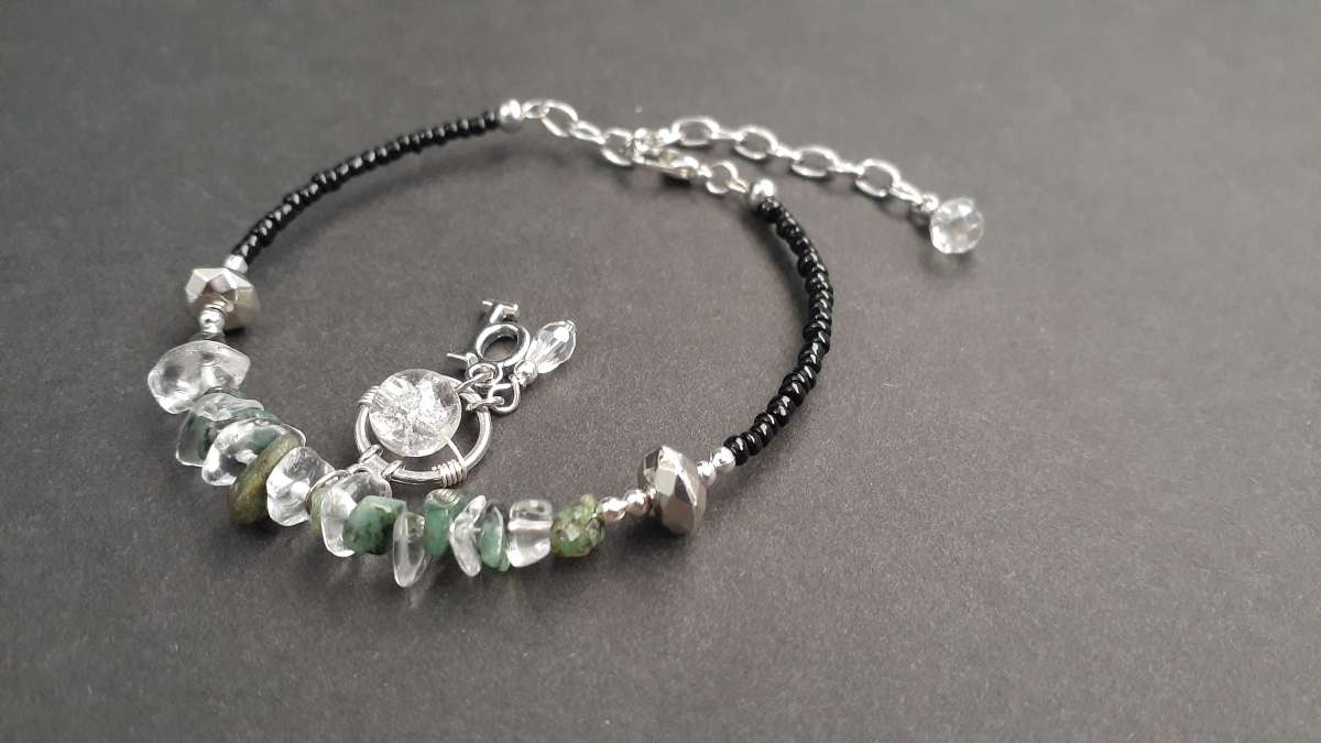 Custom Emerald and Quartz Charm Bracelet Jewelry