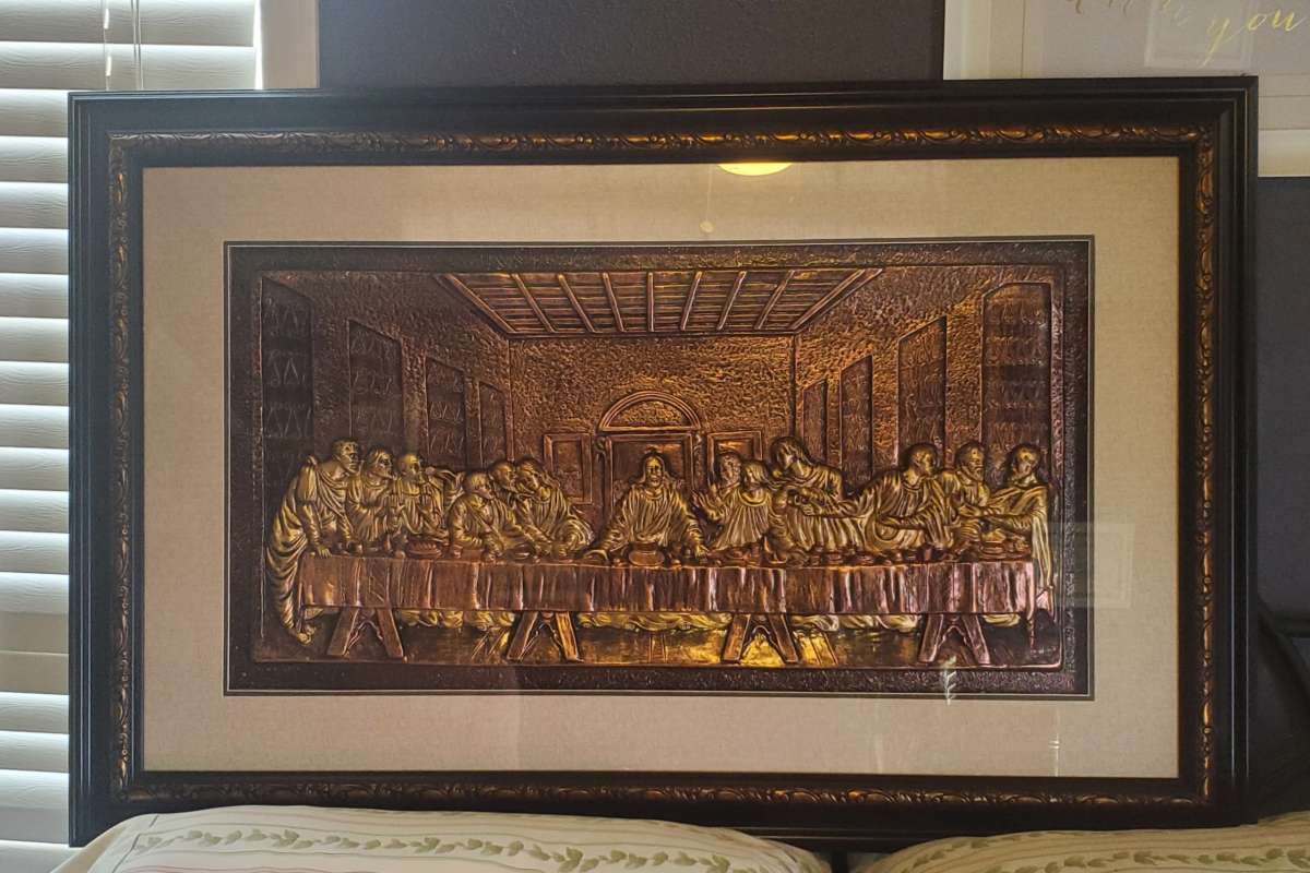 the Last supper brooze 3D wooden dark brown frame