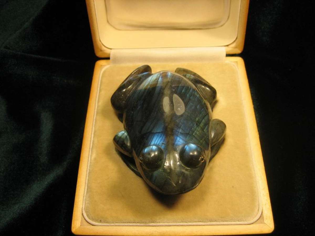 Antique Faberge Frog Figurine In Labradorite