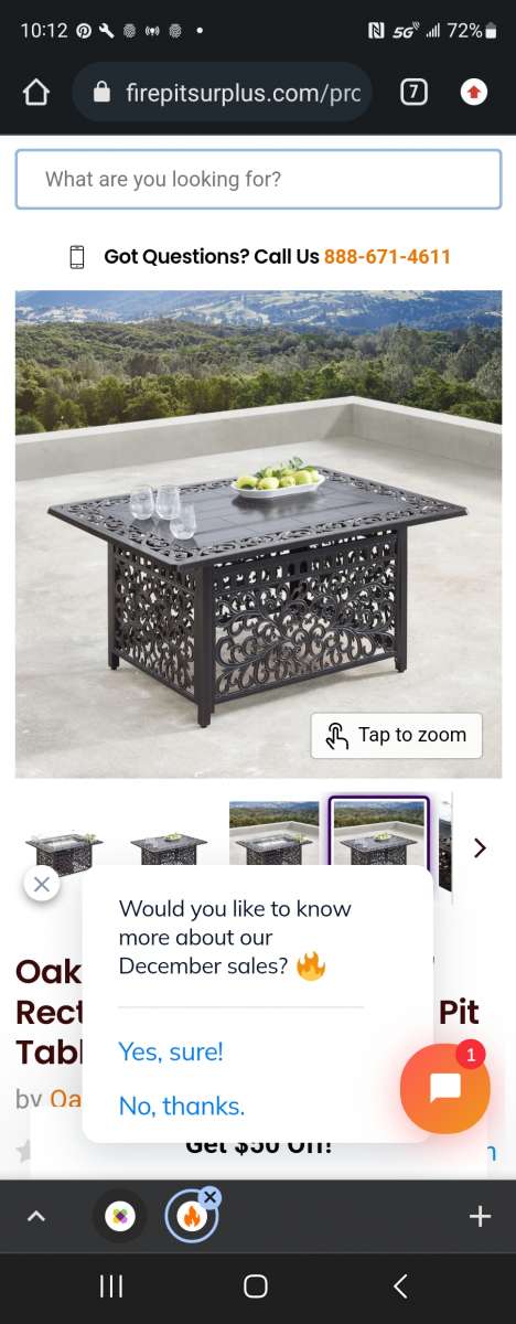 brushed antique copper ornate fire table