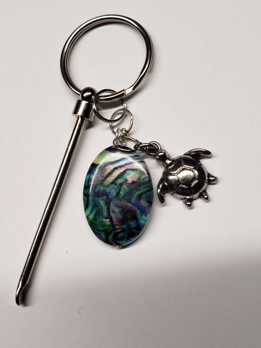 Albalone Shell Sea Turtle Dabtool Keychain