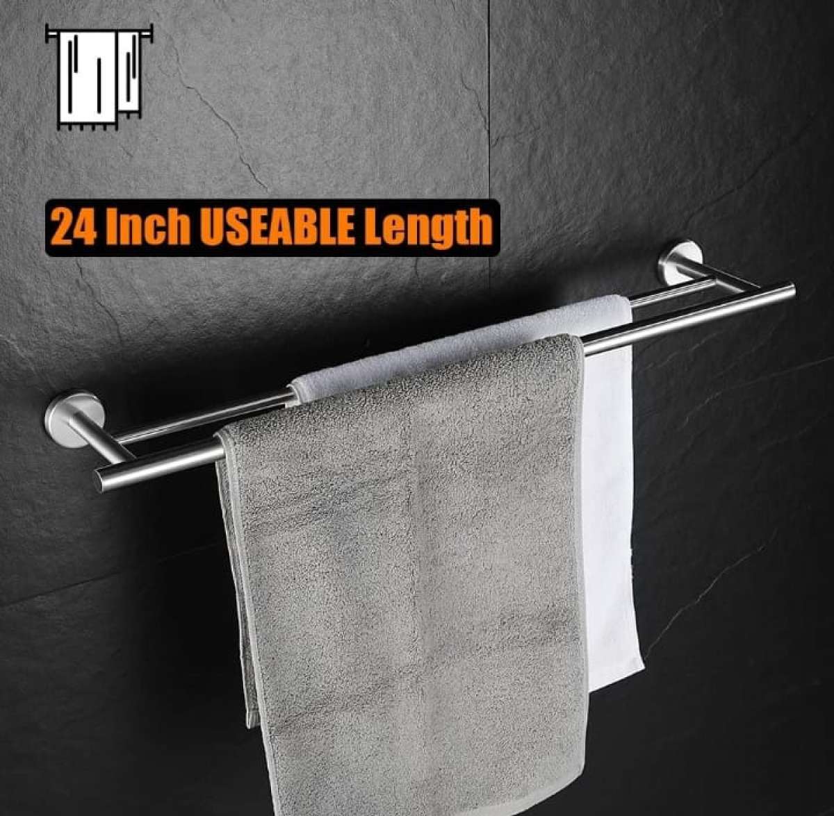Double Towel Bar 24 304 Stainless Steel Thicken 08mm for Bat
