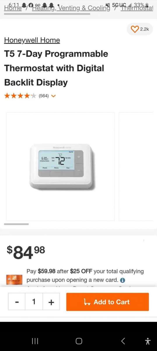 Honeywell T5 Programmable Thermostat