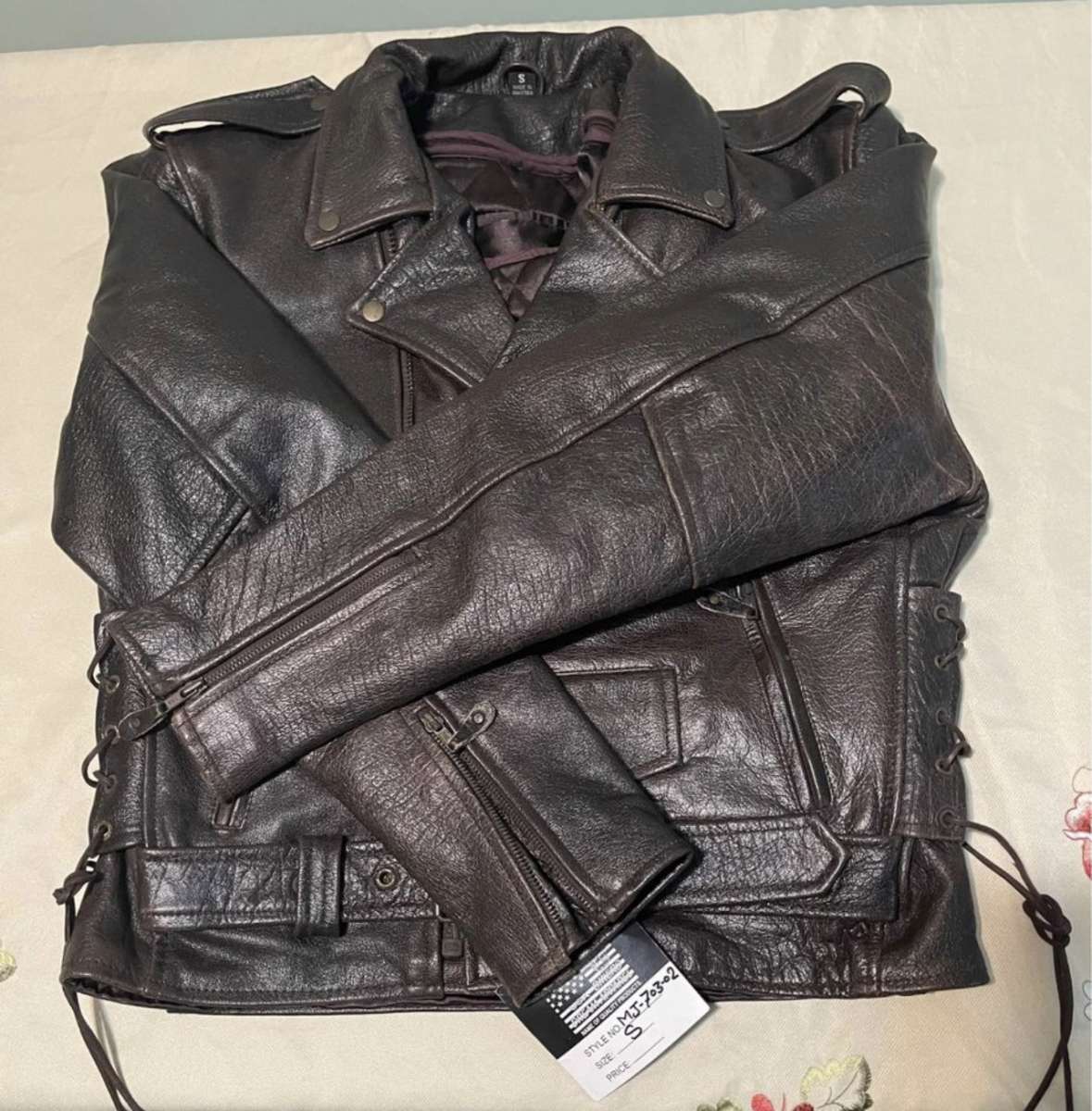 New Mens Bikers Genuine leather jacket with Emboss Eagle