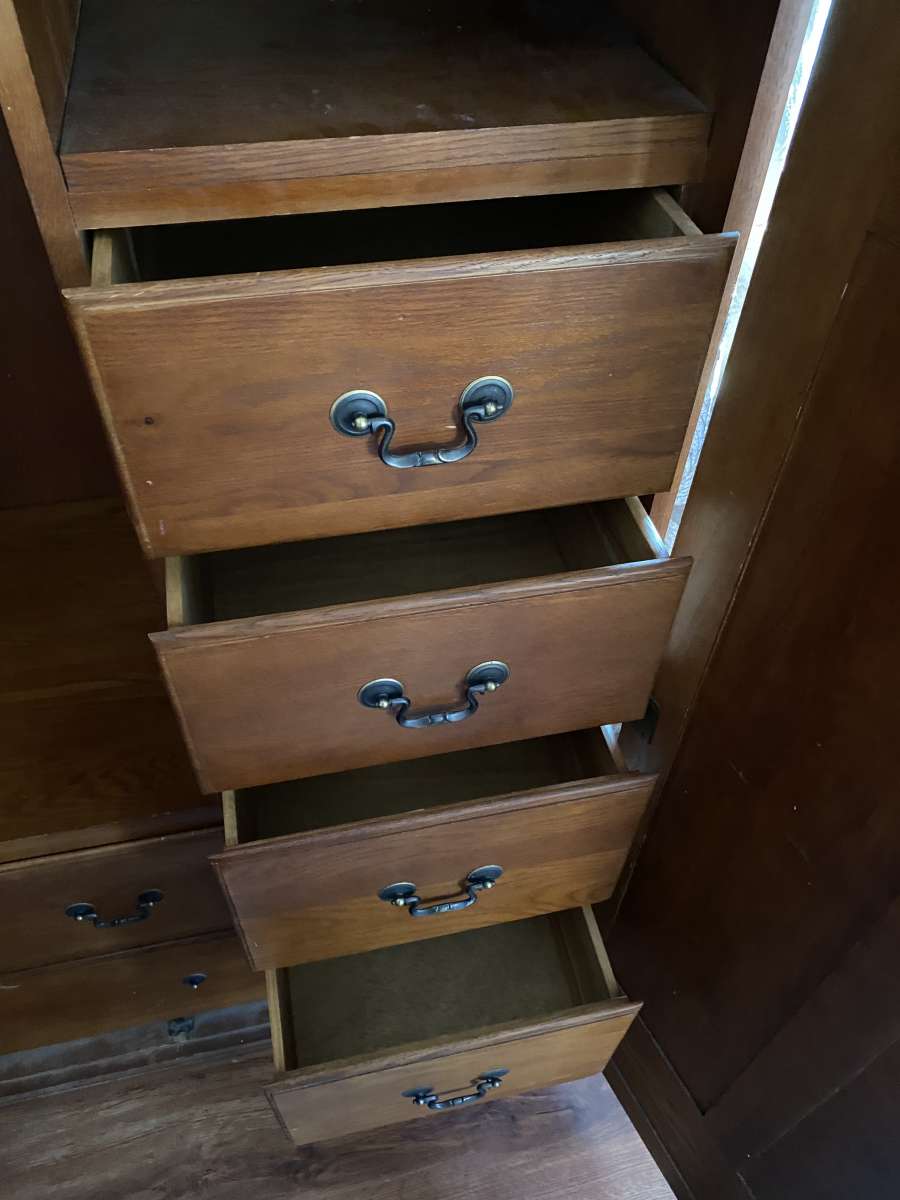 Solid oak antique armoire