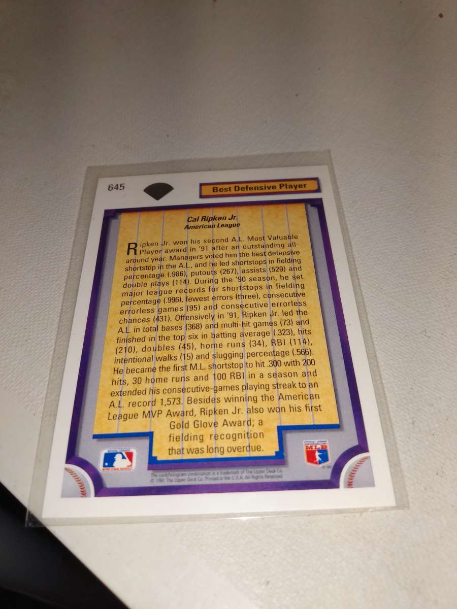 1992 upper Deck best defensive player cowboy Jr