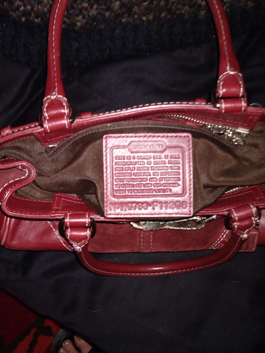COACH RED WINE SUADE HANDBAG