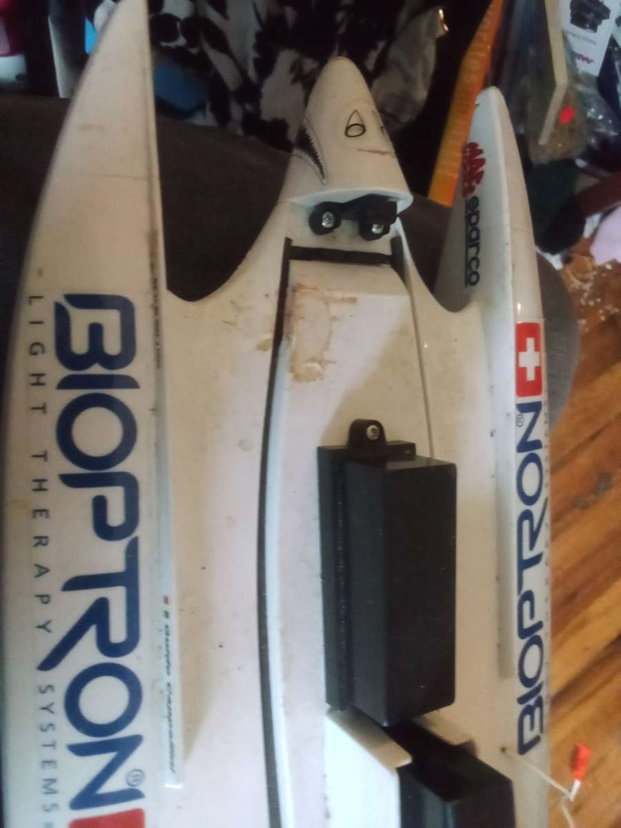 this is an old radio controlled speed boat with the battery