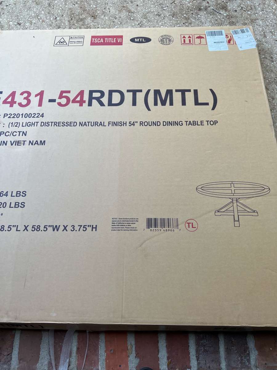 Brand new in box beautiful rustic solid wood dining table