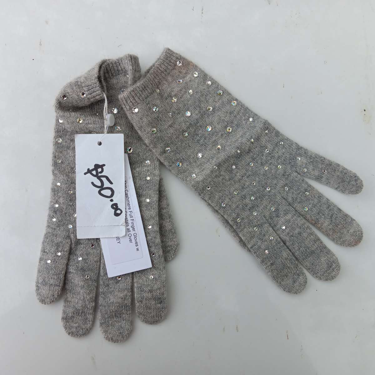 Cashmere Gray Studded Gloves