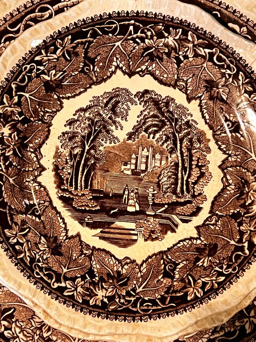vintage brown transferware