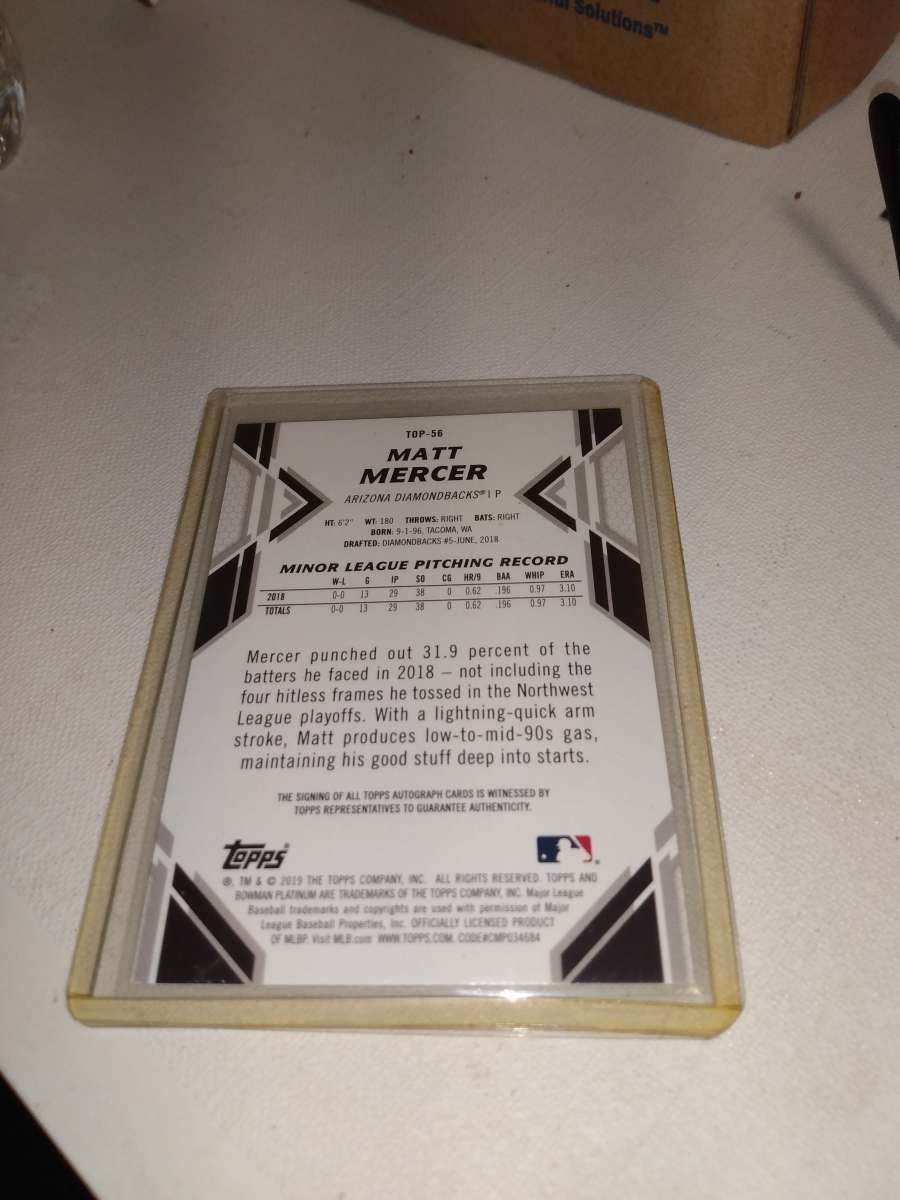 2019 autographed Bowman Matt Mercer