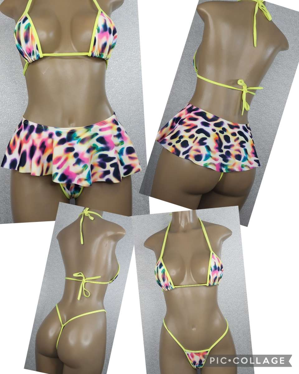 Custom Made Exotic  Bikini  with Skirt
