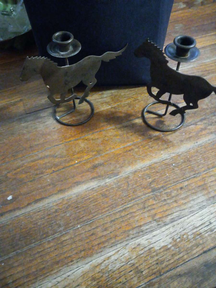 rustic horse candle holders