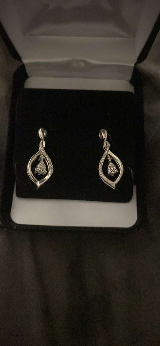 silver sapphire brand new reversible Kay earrings