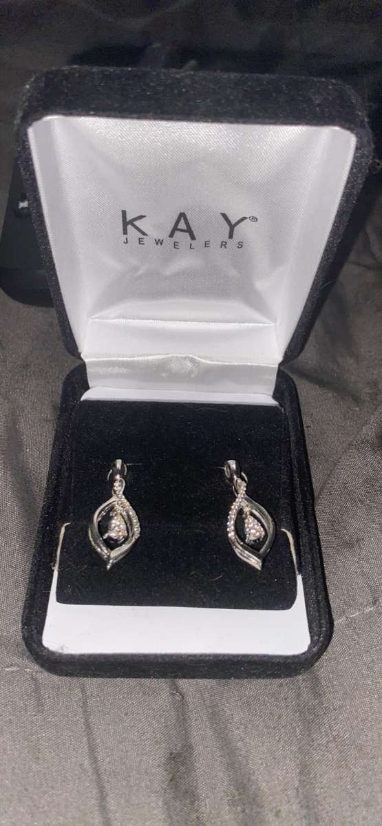 silver sapphire brand new reversible Kay earrings