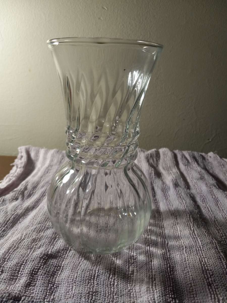 1950s handblown clear glass vase