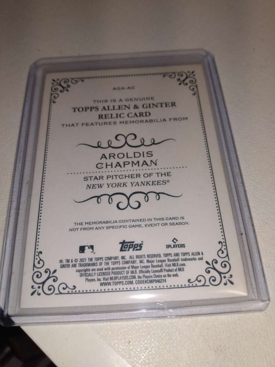 2021 Aroldis Chapman tops Allen ginter relic card
