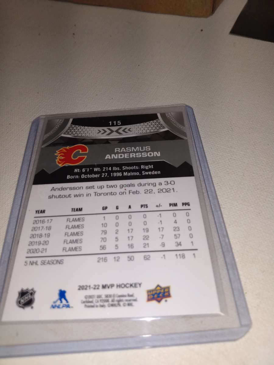 20212022 MVP upper Deck rasmus Anderson autograph