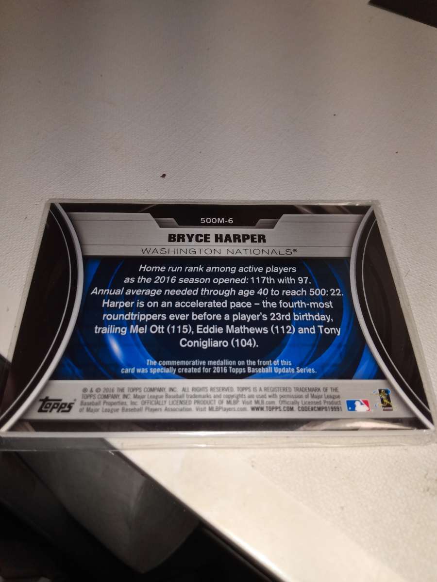 1996 Bryce Harper Topps relic card future 500 home run hitte