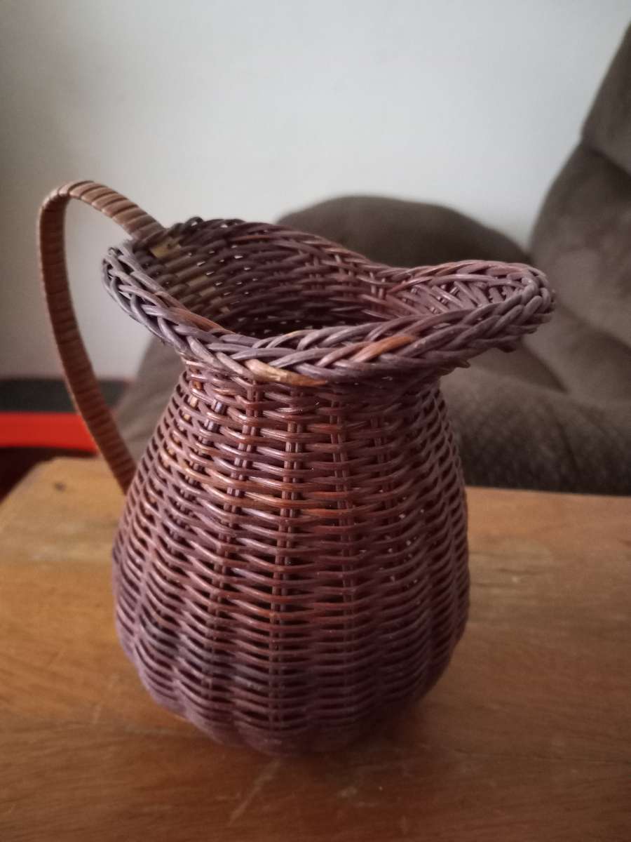 vintage minniwicker woven pitcher