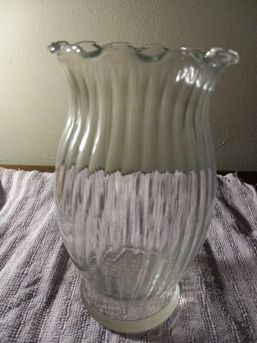 Hand blown ribbed glass vase