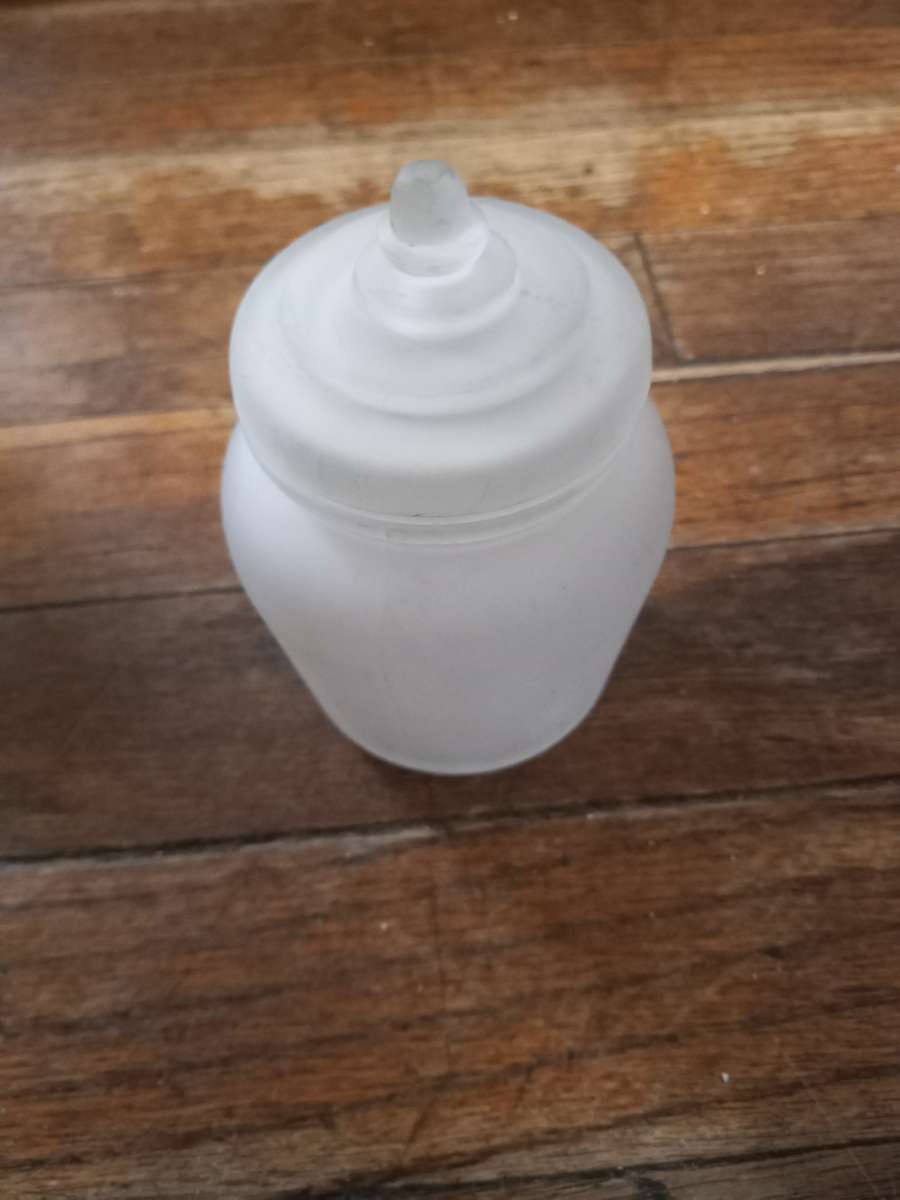 vintage mini white frost glass cotainer