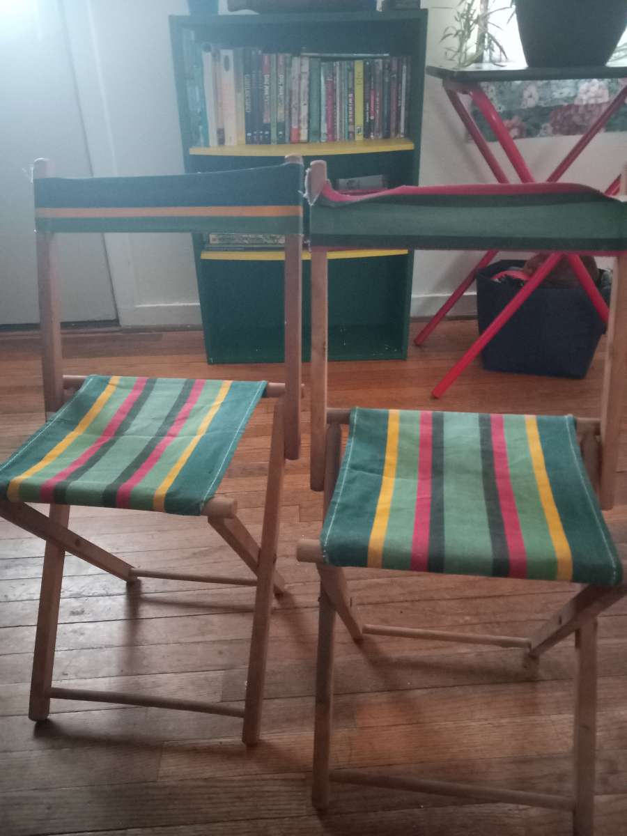 vintage rainbow fold up chairs