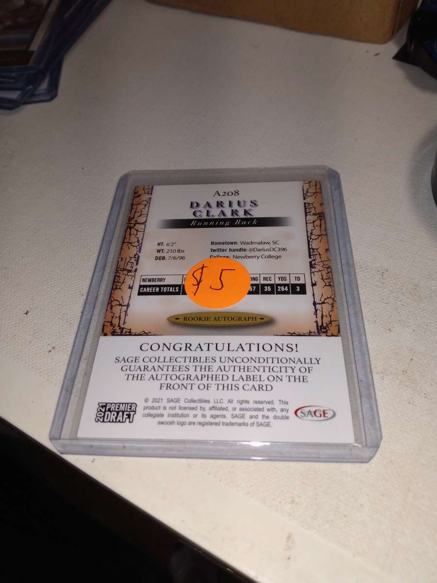 2021 premier draft Darius Clark autograph
