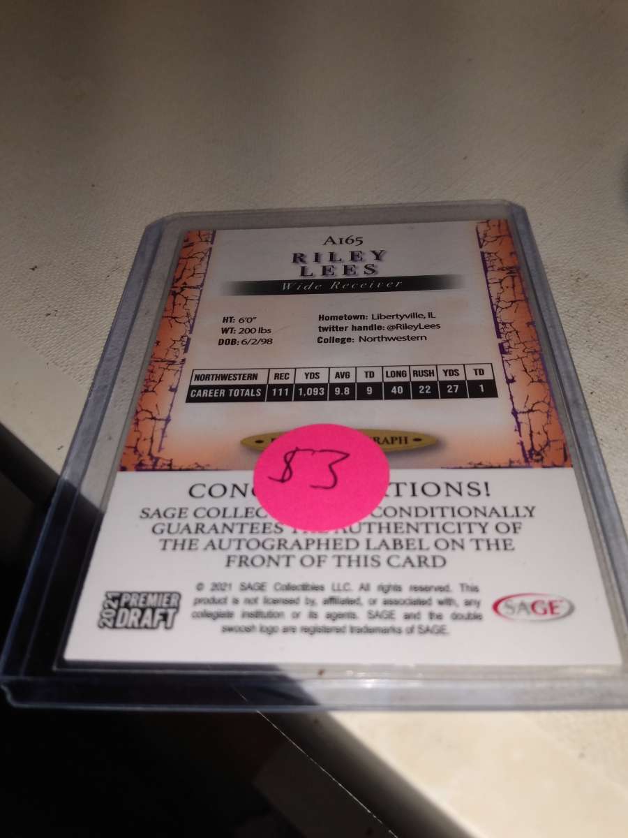 2021 premier draft Riley Lees autograph