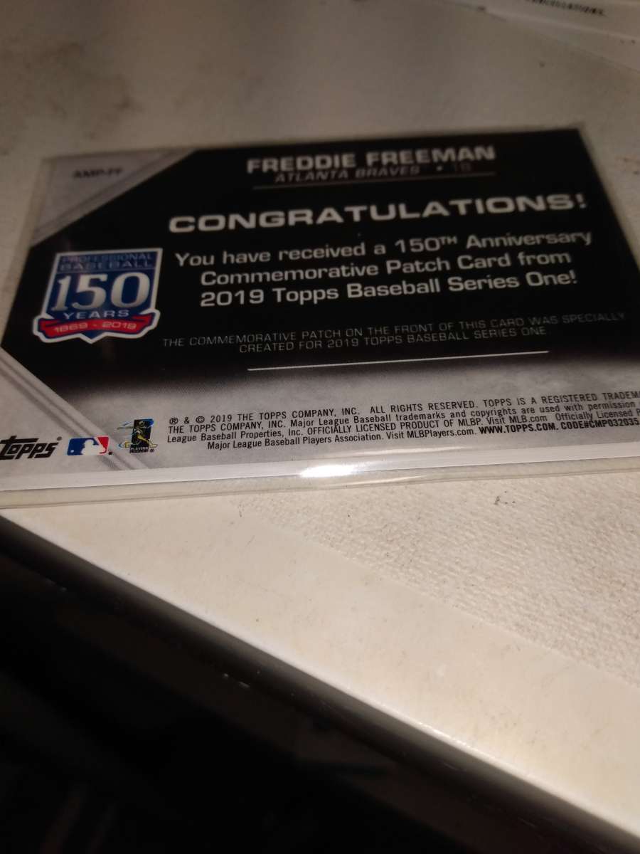 2019 Topps commemorative patch 150 years baseball Freddie Fr