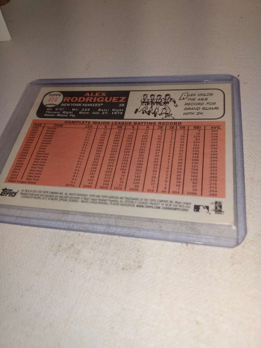 2015 Topps heritage card 414 Alex Rodriguez