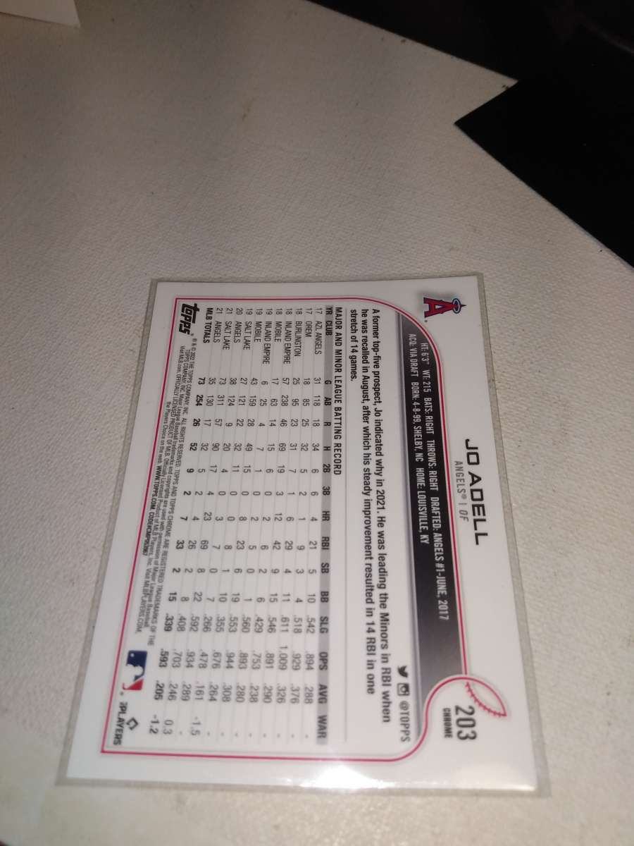 2022 Topps Chrome silver border Joe Adell