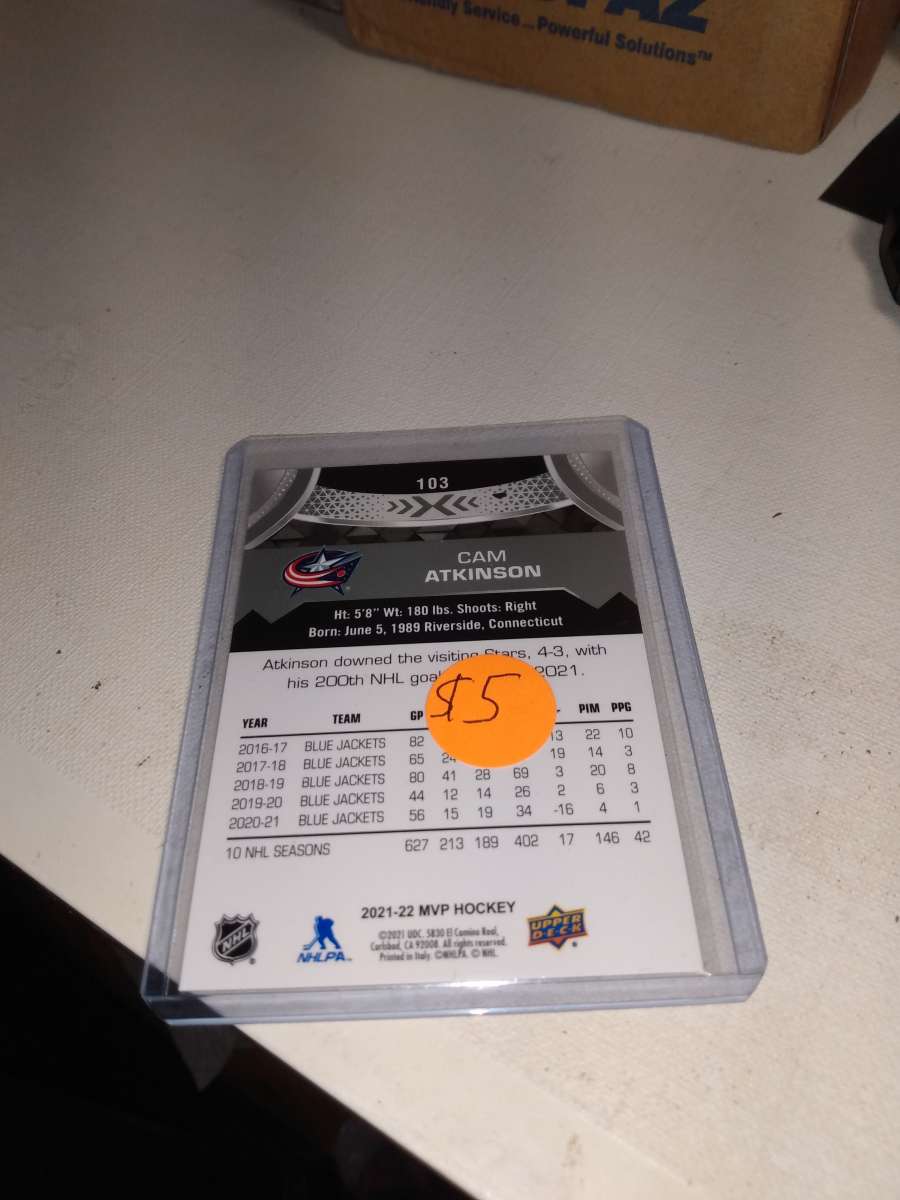 MVP upper Deck 2021 autograph Cam Atkinson