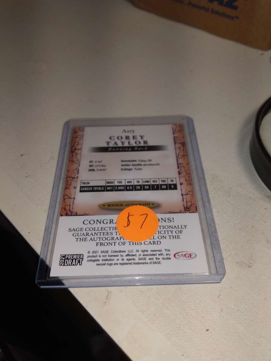 2021 draft premiere Corey Taylor autograph rookie card