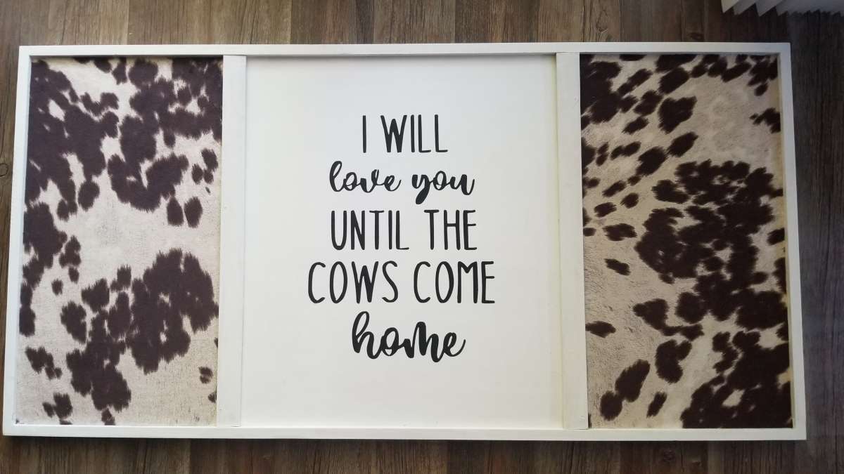 customized cow hide sign