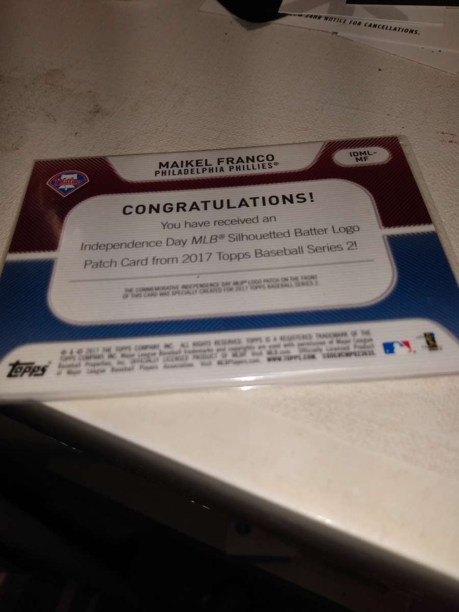 2017 Topps commemorative Independence Day logo patch Maikel